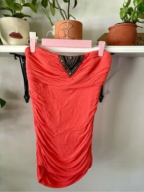 bebe Coral Strap Detail Dress with Ring Accent